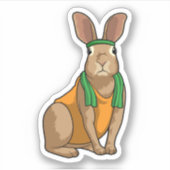 Sticker Lapin comme coureur avec serviette (Devant)