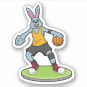 Sticker Lapin comme joueur de basket-ball avec basket-ball (Devant)