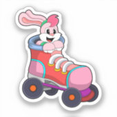 Sticker Lapin comme Patineur Inline avec Patins Inline (Recto)