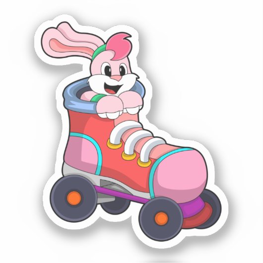 Sticker Lapin comme Patineur Inline avec Patins Inline (Recto)