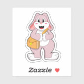 Sticker Lapin comme randonneur avec sac (Feuille)