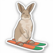 Sticker Lapin comme skieur avec ski (Recto)