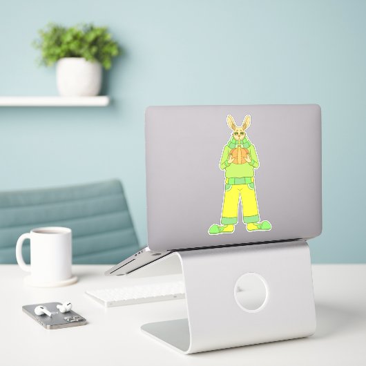 Sticker Lapin Coquet (Ordinateur portable sur le bureau)