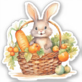 Sticker Lapin dans une corbeille de légumes (Recto)