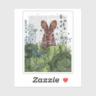 Sticker Lapin dans une patte de chou