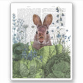 Sticker Lapin dans une patte de chou (Devant)