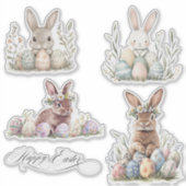 Sticker Lapin d'aquarelle Printemps de Pâques (Devant)