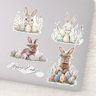 Sticker Lapin d'aquarelle Printemps de Pâques