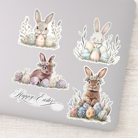 Sticker Lapin d'aquarelle Printemps de Pâques (Détail)