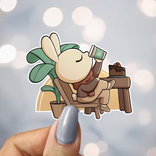 Sticker Lapin de magasin de café mignon