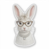Sticker Lapin de mode amusant avec lunettes léopard (Devant)