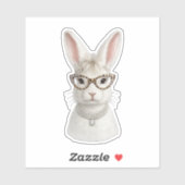 Sticker Lapin de mode amusant avec lunettes léopard (Feuille)