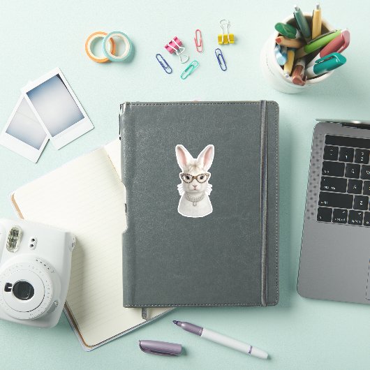 Sticker Lapin de mode amusant avec lunettes léopard (Couverture iPad)