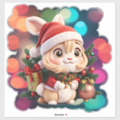 Sticker Lapin de Noël (Feuille)