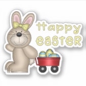 Sticker Lapin de Pâques avec petit Contour Rouge Wagon (Devant)