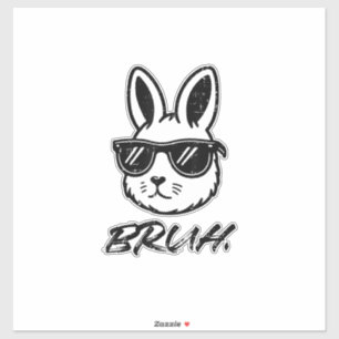 Sticker Lapin de Pâques Bruh Lunettes de soleil Mème drôle