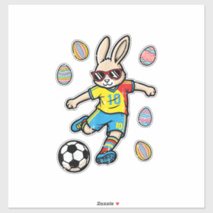 Sticker Lapin de Pâques Coup de Pied de Football Lapin Gar