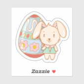 Sticker Lapin de Pâques de Kawaii avec oeuf de Pâques (Feuille)