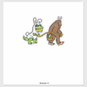 Sticker Lapin de Pâques Dino Bigfoot Sasquatch Trex Hommes