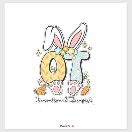 Sticker Lapin de Pâques en ergothérapie OT OTA Printemps O (Feuille)