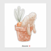 Sticker Lapin de Pâques en pot de fleurs (Feuille)