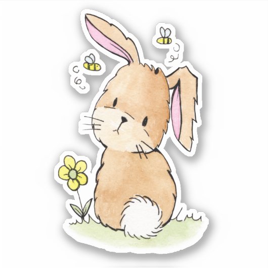 Sticker Lapin de Pâques et abeilles (Devant)