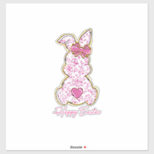 Sticker Lapin de Pâques Filles Femmes Rose Floral 