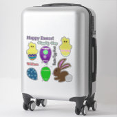 Sticker Lapin de Pâques Jaune Poussin Œufs Nom (Sur valise)