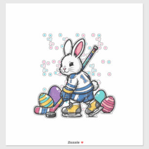 Sticker Lapin de Pâques Joueur de Hockey sur Glace Œufs Ga