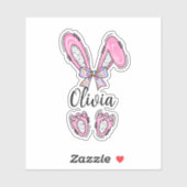 Sticker lapin de Pâques pour fille personnalisée (Feuille)