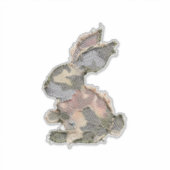 Sticker Lapin Drôle Crochet Patchwork Camo Lapin Heureux E (Devant)