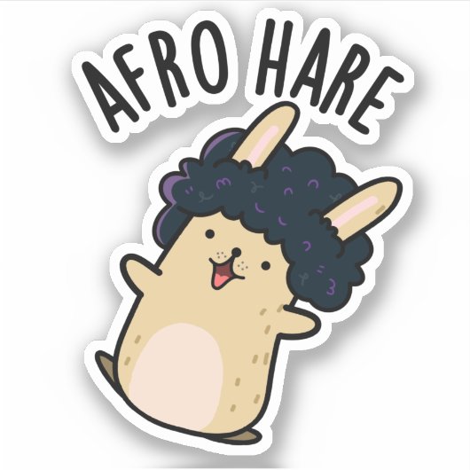 Sticker Lapin Drôle De Lièvre Afro Avec Pun Afro (Devant)