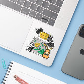 Sticker Lapin élégant et compagnons squelettes (Ordinateur portable avec iPhone)