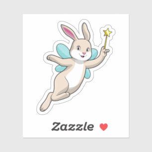 Sticker Lapin en fée avec baguette magique
