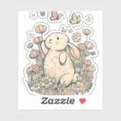 Sticker Lapin en fleurs (Feuille)