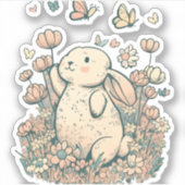 Sticker Lapin en fleurs (Devant)