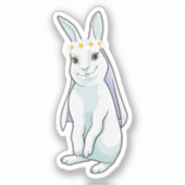 Sticker Lapin en mariée avec couronne de fleurs (Recto)