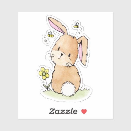 Sticker Lapin Et Abeilles (Feuille)