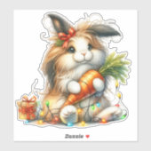 Sticker Lapin et carotte haïes de Pâques (Feuille)