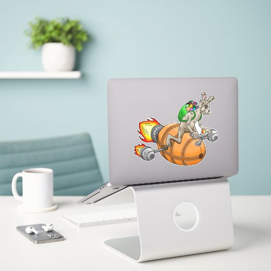 Sticker Lapin Fusée (Ordinateur portable sur le bureau)