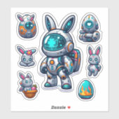 Sticker lapin futuriste pâques (Feuille)