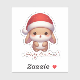 Sticker lapin joyeux de noël, lapin mignon