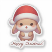 Sticker lapin joyeux de noël, lapin mignon (Devant)