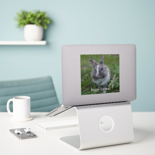 Sticker Lapin lapin (Ordinateur portable sur le bureau)