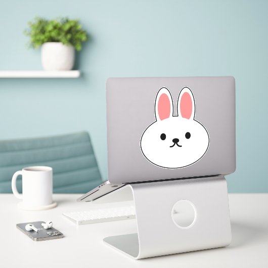 Sticker Lapin Lapin (Ordinateur portable sur le bureau)