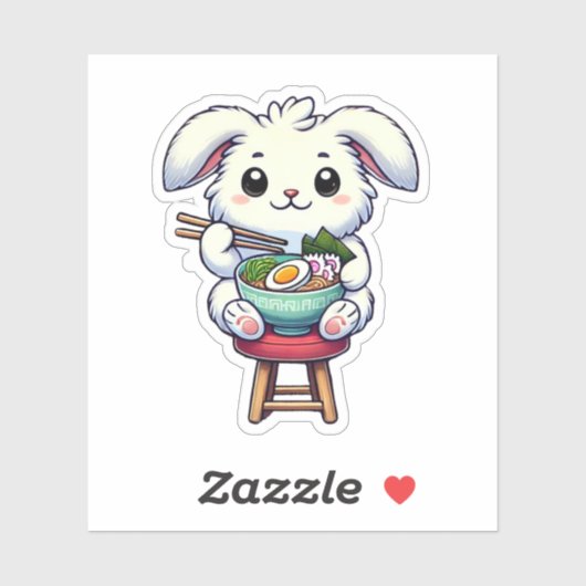 Sticker Lapin Lapin Manger Ramen (Feuille)