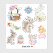 Sticker Lapin Lapin Pâques Panier de printemps Ensemble ca (Feuille)