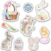 Sticker Lapin Lapin Pâques Panier de printemps Ensemble ca (Devant)