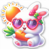 Sticker Lapin mignon avec soleil (Devant)