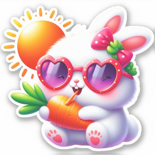 Sticker Lapin mignon avec soleil (Devant)